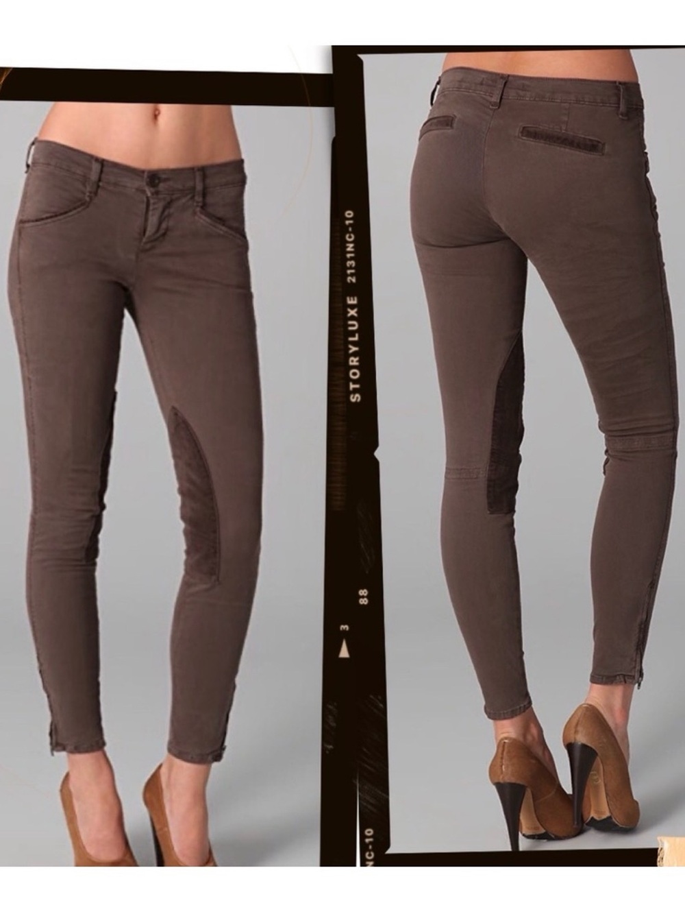 J Brand Skinny Stretch Jodphur riding style Pants in Chocolate Brown